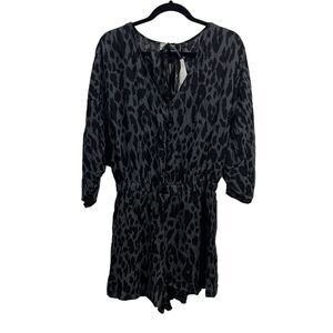 Eden in love 3/4 sleeve gray black animal‎ print romper womens NEW NWT Size: L